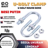 U-Bolt Clamp Iron U-Bolt/ (White) 1 2" inch