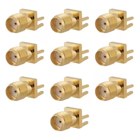 10PCS Copper SMA Female Connector 50 Ohm Impedance Gold Plated PCB Mount Connector 1.6mm Clip Edge R