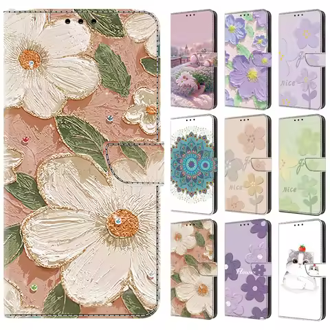 3D Painted Patterns Wallet Flip Leather For Samsung Galaxy S25 S24 S23 S22 S21 S20 S10 S10e Plus Ult