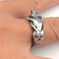 WSANGUISP3949 Men Women Hug Adam and Eve Humanoid Ring Unique Unique Trendy Niche Art Index Finger R