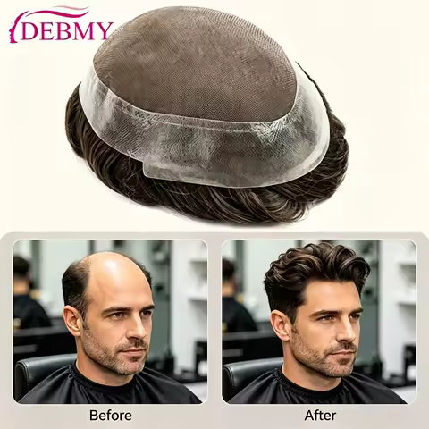 Toupee Men Australia Swiss Lace PU Base Wig Men Male Hair Prosthesis Breathable Man Wig Capillary Pr