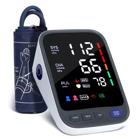 Kingclinic Blood Pressure Machine, Automatic Digital Upper Arm Blood Pressure Monitor with Adjustabl