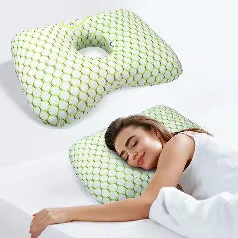Soft Bamboo Fiber Single Hole Ear Pillow Elderly Patients Orthopedic Design Beauty Salon Adult Side 