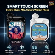 KY55 TWS Wireless Earbuds with ANC Smart LCD Touch Screen, Customizable Wallpaper, Built-in Games & 