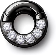 G23 Titanium 0G 2G 4G 6G 8G 10G 12G 14G CZ Septum Rings PA Nose Hoops Clicker Ear Weights for Stretc