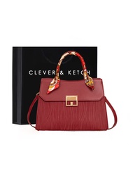 กระเป๋าสะพายไหล่สีแดง Clever&Ketch สำหรับเจ้าสาว กระเป๋าสะพายข้างแบบถือได้ กระเป๋าสะพายข้างแบบหนัง P