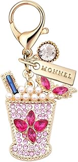 MC456 Little Crystal Strawberry Cherry Fruits Drinks Lobster Clasp Charm for Women with Velvet Bag (