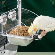 KISFUN Bird Food Dispenser, Anti Splashing Acrylic Cage Mounted Bird Feeder, Practical Large Capacit