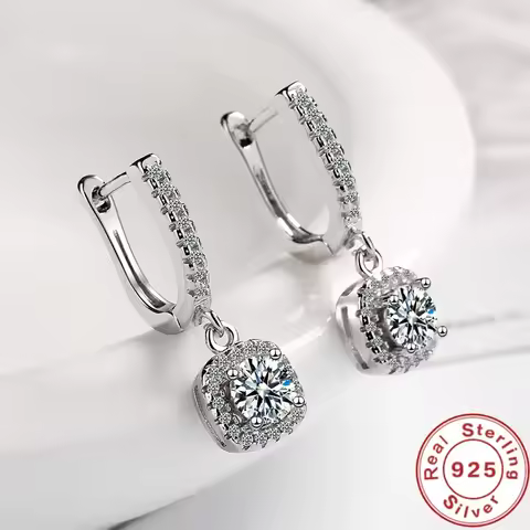 2CT Moissanite Huggie Hoop Earring for Women Lab Created Diamond 925 Sterling Silver Dainty Hoop Dan