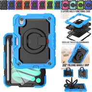 iPad mini6 iPad Air4 10.9 2020 Pro 11 2018 2020 2021 Pro 12.9 2018 2020 2021 Air5 10.9 2022 Triple Protection Silicone Bezel Heavy Duty Shockproof And Drop Proof Tablet Case Cover Rear Rotatable 360° Stand Rear With pen slot