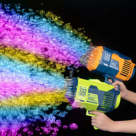 132Hole Rocket Luminous Bubble Gun Gatling Electric Soap Bubble Machine Children's Small Toys Automa