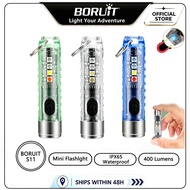 Boruit S11Mini Keychain Flashlight Rechargeable Waterproof Mini Torch Light UV Light Outdoor Camping