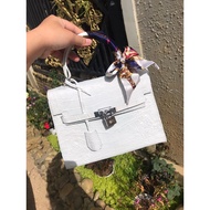 Albino crocodile belly leather women's handbag, high quality crocodile leather women's handbag