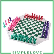 [Simple] 4-Color Four Player Chess Set with Soft Chess Board for Kids and Adults