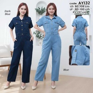 Jumpsuit Pants AY-132 Jeans Material Front Live Buttons Back Elastic Waist LD 90-108 CM LP 80-100 CM