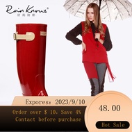 🌈Good Rain Season Rubber Women's Autumn Wine Red High Tube Fashion Rain Boots Handsome Motorcycle Rain Boots Shoe Cover