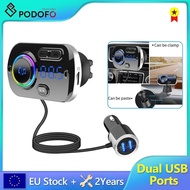 Podofo Bluetooth 5.0 FM Modulator Transmitter 2.4A USB Car Charger Handsfree Car Kit Wireless Aux Audio FM Transmiter
