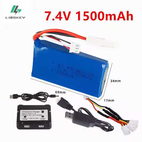 7.4V 1500mAh Lipo battery For FT009 Remote Control Boat Speedboat FX067C 2S 7.4 V 903462 battery