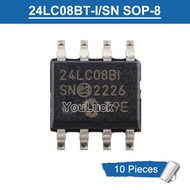 10pcs Original 24LC08B 24LC08BI 24LC08B1 24LC08BT-I/SN SOP-8 SMD Memory Chip IC New