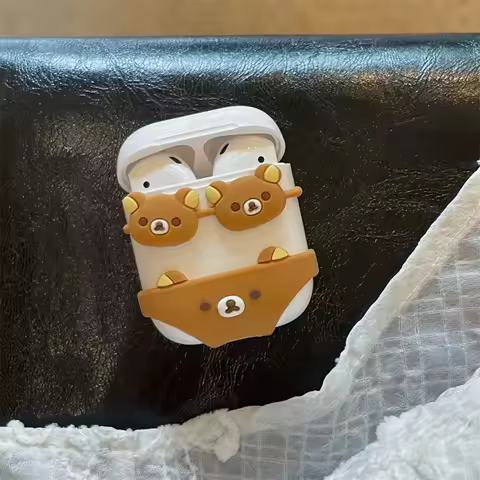 3D Cute Soft Silicone Bear Bikini Headphone Protective Case for Airpods 4 2 3 Pro 3 2025 Pro2 Rilakk