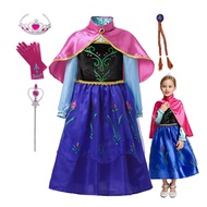 Anna Dress For Girl Princess Dress Anna elsa Kids Costume with Cloak Christmas Gift For girls Dress 