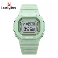 Luckylina Fashion Women's Sports Waterproof Digital Watches LED Luminous Electronic Watch For Women Matcha Green/Sakura Pink Multifunctional Fashion Casual Ladies Student Girl Digital Wristwatch 5712