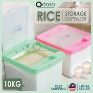 ODOSO RC05 10KG Food Grade PP Rice Storage Box Rice Box Dispenser Ceral Storage Box with Lid Korak Beras