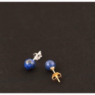 Real 925 Sterling Silver Lapis Lazuli Beads Stud Earrings For Women Vintage Femme Gift Prevent Allergy Fine Jewelry