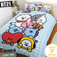 LINE FRIENDS - BT21 - 台灣製 - 3.5尺 x 6.2尺 單人床包套裝 / 5尺 x 6.2尺 雙人床單套裝(床單及枕頭套) [平行進口]