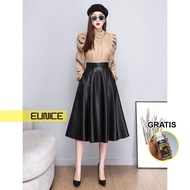 Eunice Highwaist Faux Leather A-Line Skirt
