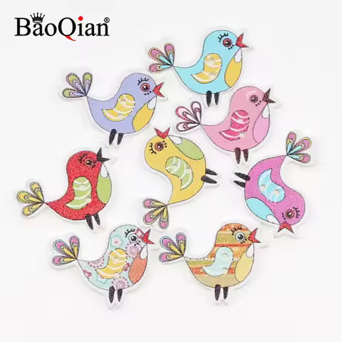 50Pcs Birds Pattern Sewing Accessories Wooden Buttons For Clothes Knitting Crafts Scrapbooking DIY N