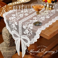 Next Day Arrived ️ White French Bow Table Runner Bohemian Side Cabinet Tablecloth Tv Large Small Cof