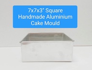 Aluminium Cake Mould 7x7x3""/Loyang Kek Buatan Tangan 7x7x3"