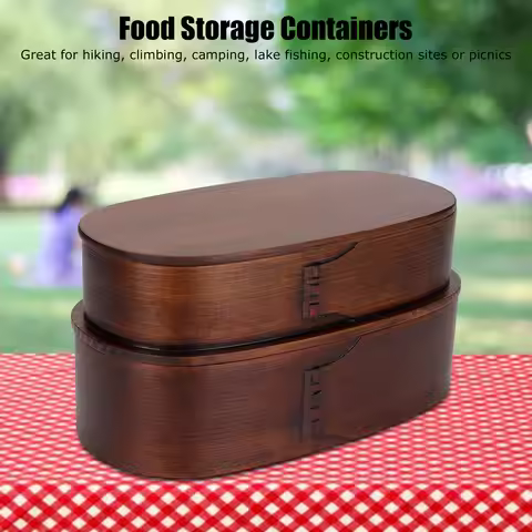 Food Storage Containers 2 Layer Japanese Box Wooden Food Storage Containers for Kids Adults Hiking C