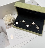 （99新正品） Van cleefArpels/VCA  黃金白貝母五花手鍊