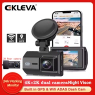 EKLEVA 3 Channel Dash Camera 4k+1080P/4K+1080P+2K  Dashcam Mini Car Dvr 3 Channel 3 Way Dash Cam Wif