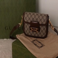 二手 GUCCI 1955 Horsebit GG-Supreme canvas crossbody 小馬鞍包側背包