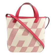 HERMES 帆布Cabas H En Biais 27手挽肩背兩用袋Framboise