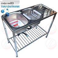 Bộ Chậu Rửa Bát Inox TÂN Á ĐẠI THÀNH 2 Hộc 1 Cánh Có Chân Kèm Vòi Nước Lạnh Luxta - Mua đủ bộ tặng d