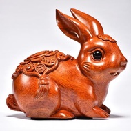 花梨木雕兔子木質紅木實木動物擺件生肖福財古風紅木裝飾手作道具