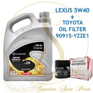 (100% Original) New Lexus 5W40 4L API-SN Fully Synthetic Engine Oil FREE Toyota Oil Filter 90915-YZZE1