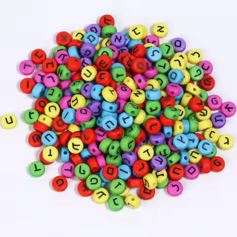 100pcs 7mm Mixed Hebrew Letter Beads Flat Alphabet Acrylic Spacer Beads For Diy Bracelet Necklace Ha