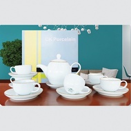 CK White Tea Cup Set with Silver Rim, 560 ML Capacity, High Quality white porcelain with luxurious s