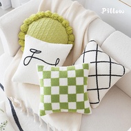 Small Fresh Green Checkerboard Pillow Simple Living Room Sofa Cushion Bed Bay Window Soft Pillow with Pillow Core Pillow Case