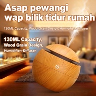 Pewangi bilik tidur Rumah Wap Asap Wap Asap 130ML Wood Grain Air Humidifier Aromatherapy Essential O