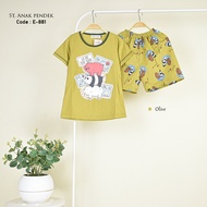 Baju Tidur Anak Perempuan Celana Pendek Piyama Anne Claire Motif Karakter Bordir