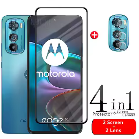 4-in-1 For Motorola Moto Edge 30 Glass For Moto Edge 30 Tempered Glass Full Cover Screen Protector F