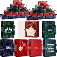 Cholemy 36 Pcs Christmas Gift Card Box with Ribbon 4.72''X3.15''x1.77'' Merry Christmas Elk Berry Sign Holiday Gift Holder Boxes Party Favor Wrapping Boxes for Coworker Office Business Favors