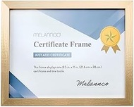 Melannco Gold Wood Certificate Frame- Displays One 8.5x11 Inch Document, 12x9.4 Inch