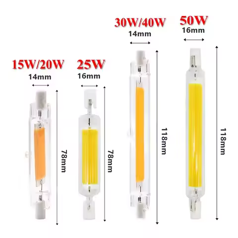 LED R7S Glass Tube 118mm J118 78mm J78 COB Light Bulb AC 110V 220V 230V 240V Dimmable Home Lighting 